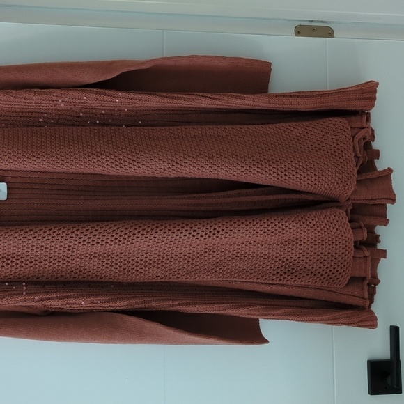 Soft SurroundingsSuzette sequin long line Asymmetrical open front cardigan Large - Picture 4 of 8